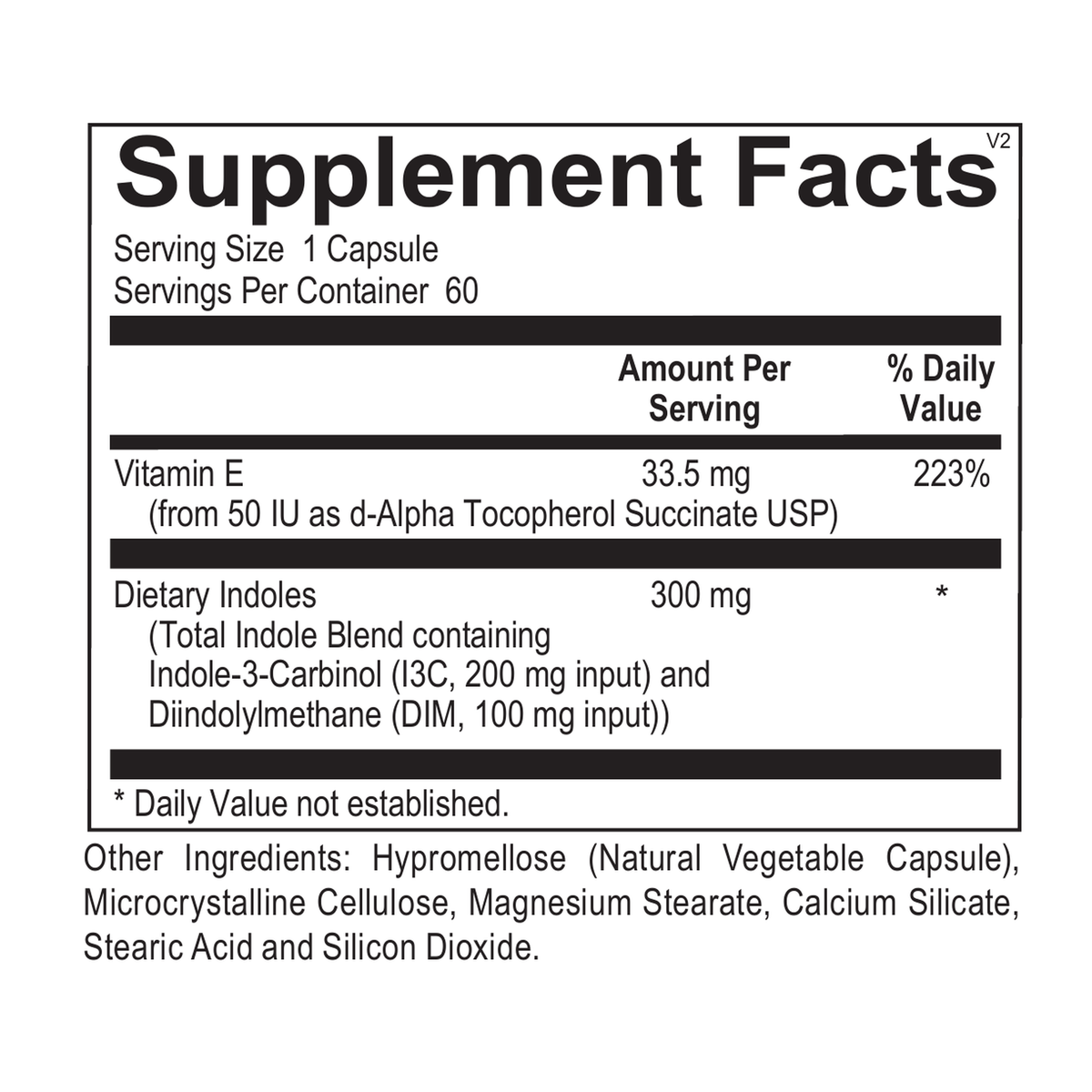 DIM Estro Balance supplement facts and other ingredients